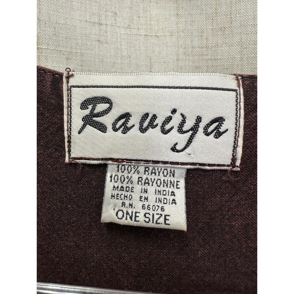 Raviya Brown Floral Embroidered Velvet Trim Rayon Vest Womens One Size Boho 90s - Picture 3 of 16